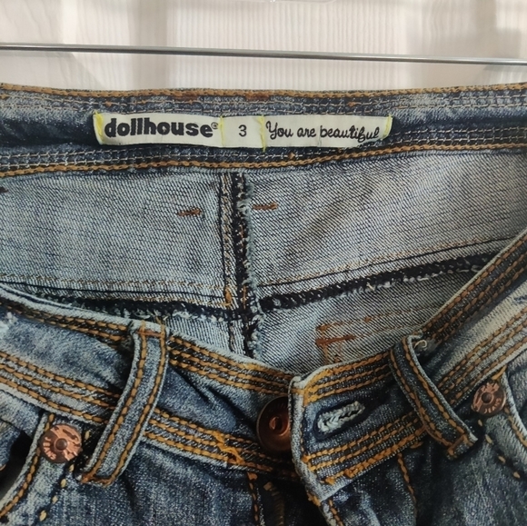 Dollhouse Size 3 Flared Jeans Distressed by Design. - Picture 3 of 3